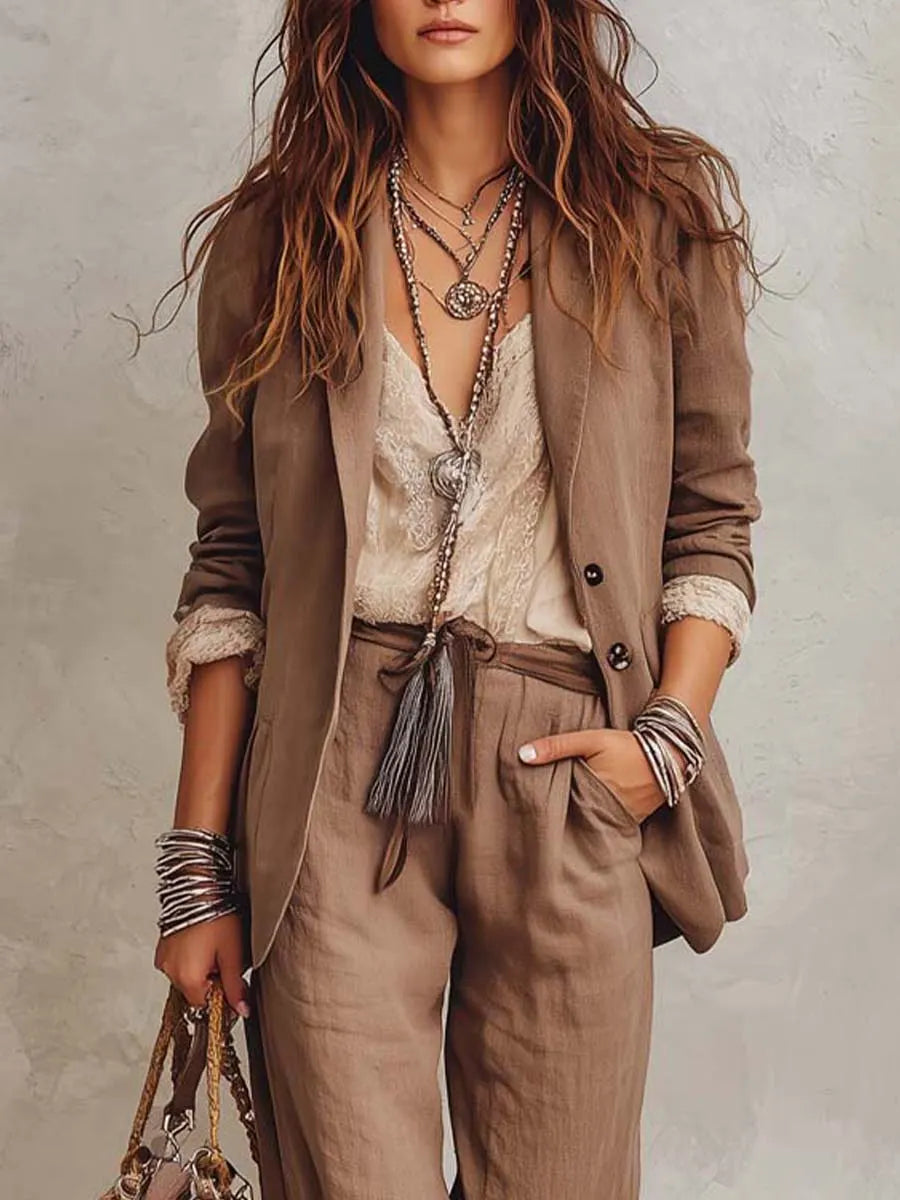 Vintage-style Cotton-linen Matching Set