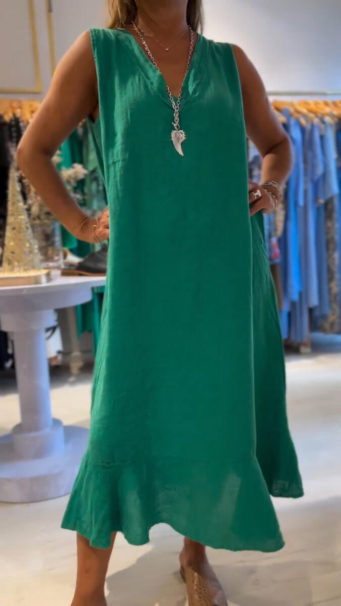 Women V-neck Sleeveless Loose Casual Dress