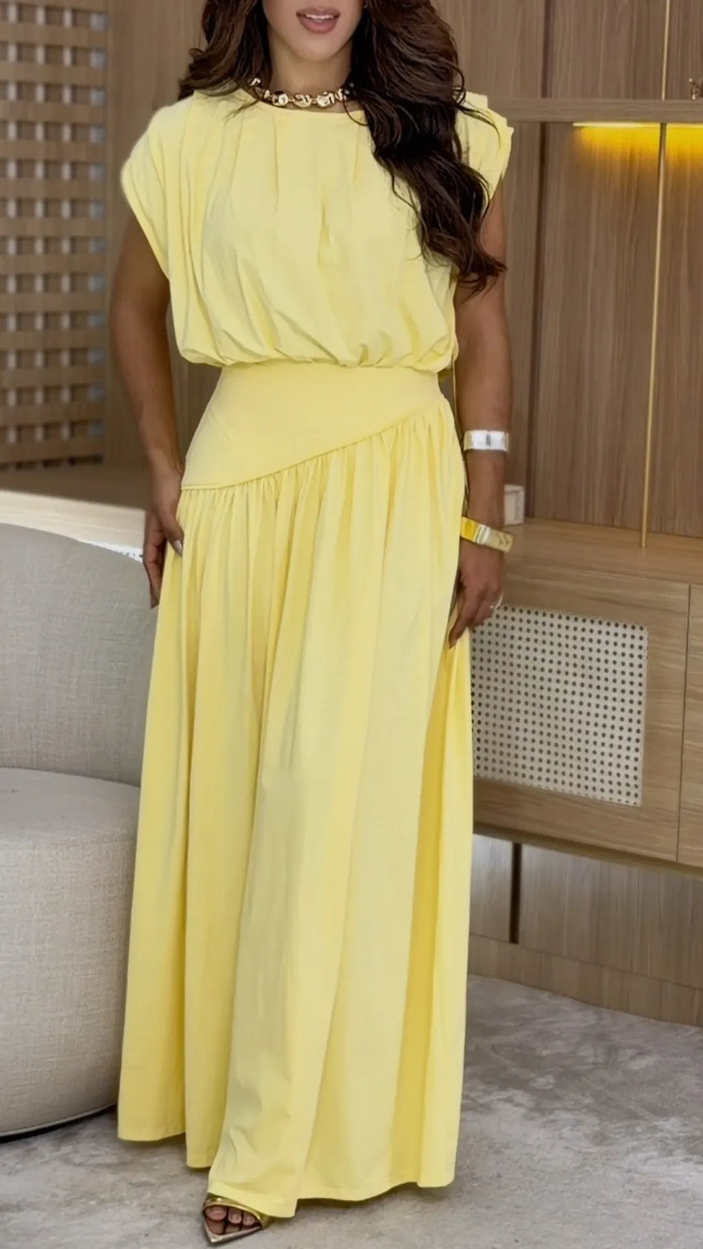 Cap Sleeve Waistband Set