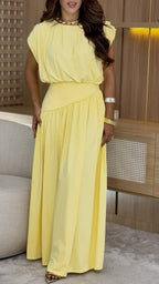 Cap Sleeve Waistband Set
