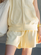 Casual Luxe Sleeveless Hoodie Two-Piece Set
