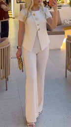 Embellished Vest Top & Wide-Leg Pants Set
