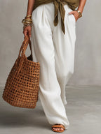 Casual Knot-Front Pants Set