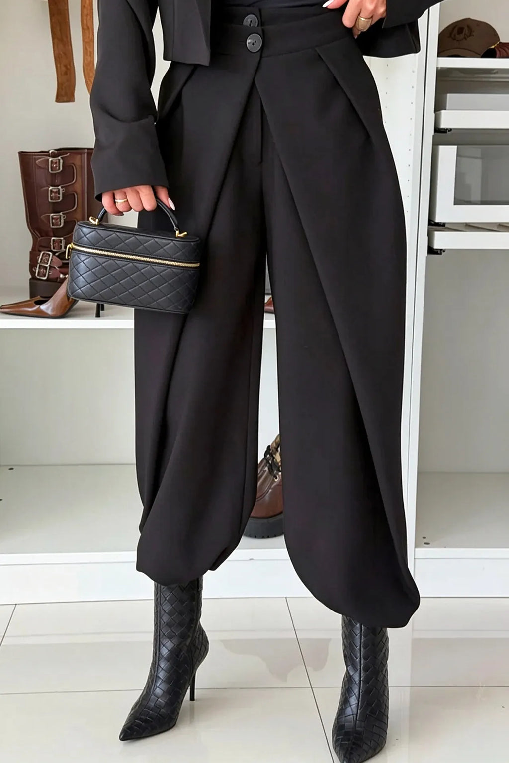 High-Waisted Sculptural Wide-Leg Pants