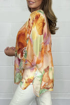 Women Summer Floral Printed Chiffon Shirt