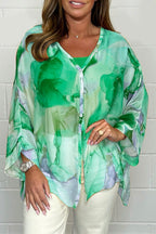 Women Summer Floral Printed Chiffon Shirt